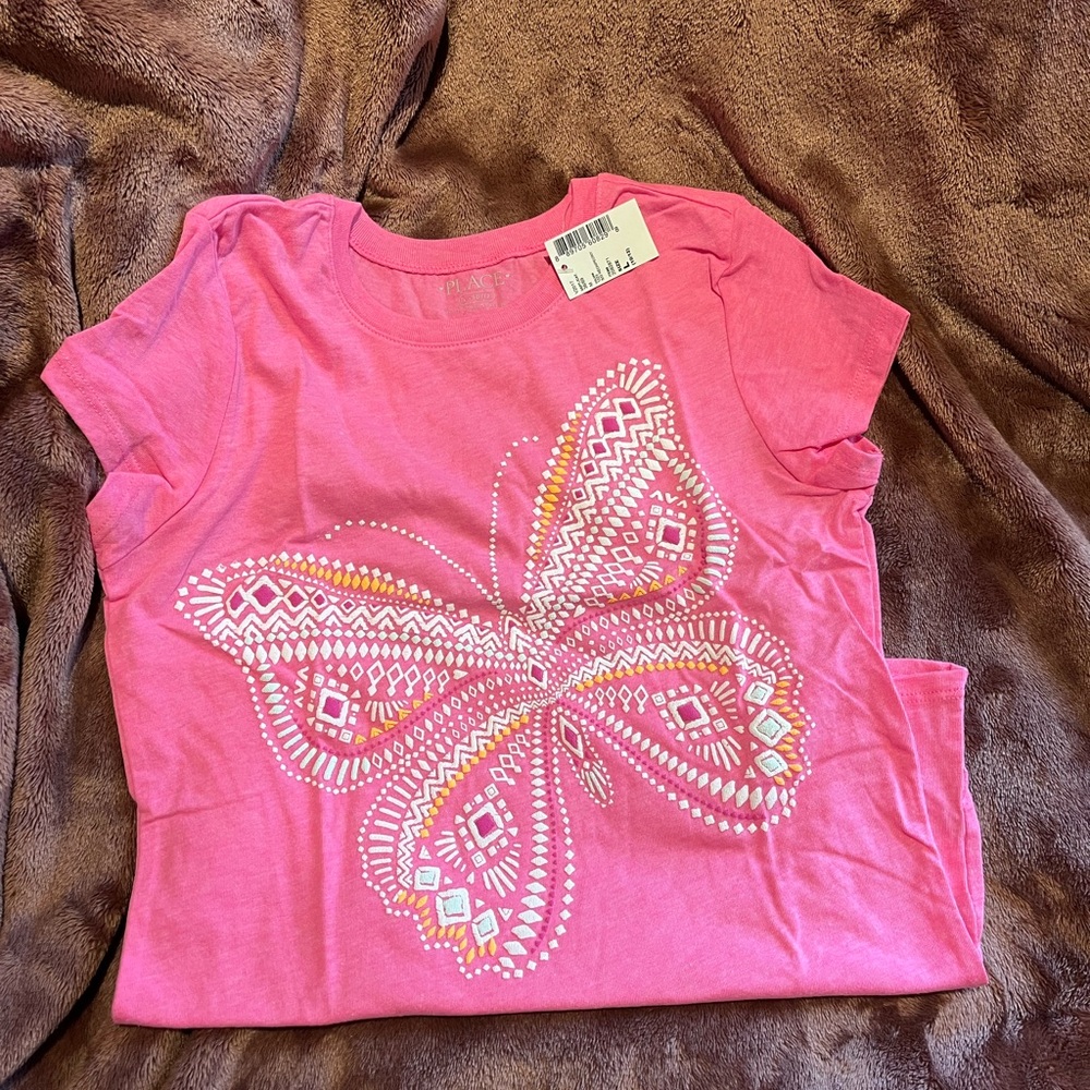 Place Pink and White Butterfly Tee